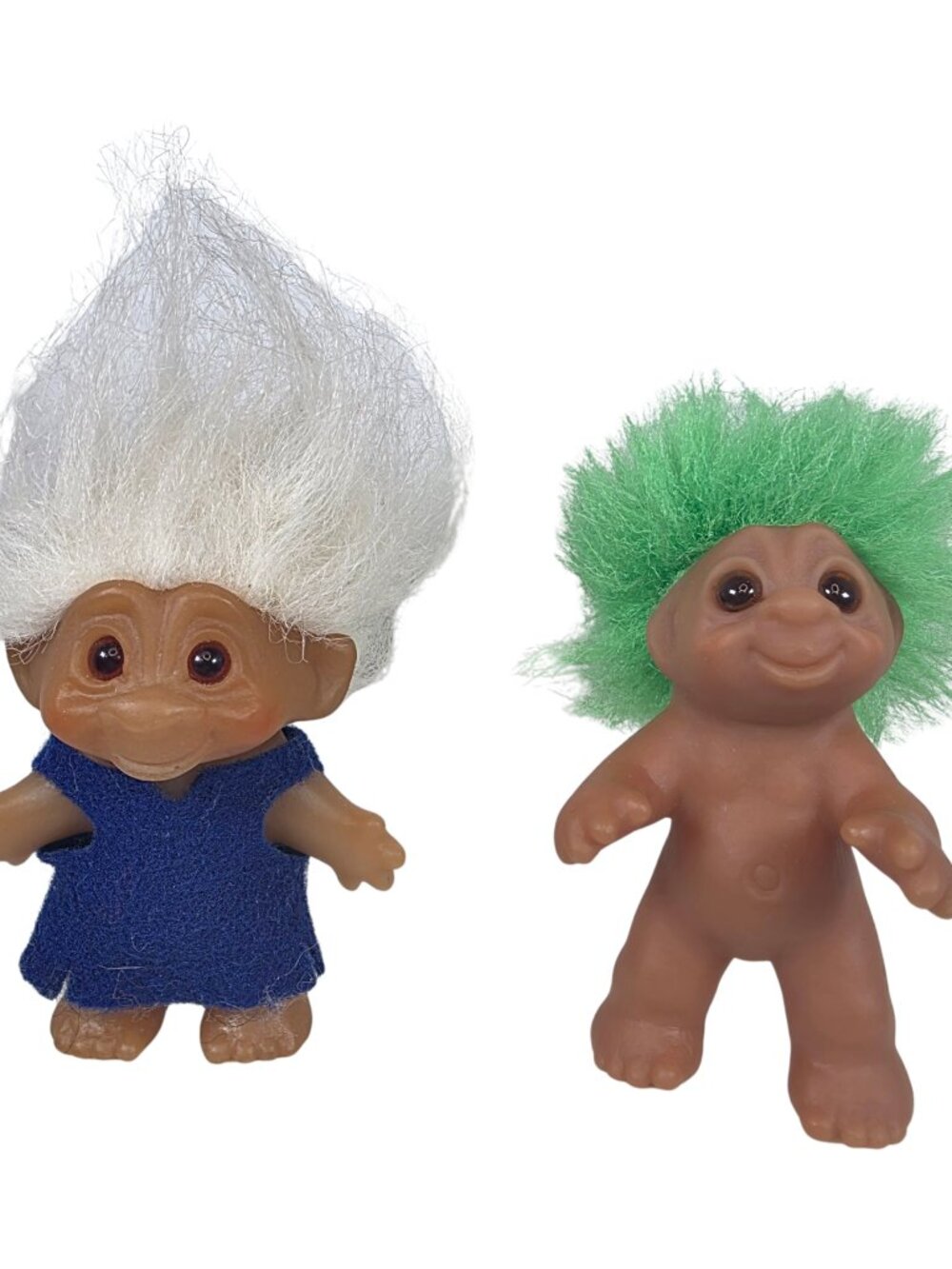 Vintage DAM Troll Dolls Lot 1985 Mini Trolls Green Hair White Hair Retro Toys